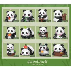 LELE BROTHER W1113 1113 non  TÚI QUÀ HOA PANDA GỒM 12 KIỂU bộ đồ chơi xếp lắp ráp ghép mô hình