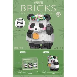 LELE BROTHER W1111 1111 non  PANDA HUAHUA GỬI LỜI CHÀO bộ đồ chơi xếp lắp ráp ghép mô hình 529 khối