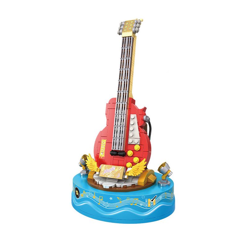 WOMA C0365 0365 non  HỘP NHẠC: GUITAR ĐIỆN bộ đồ chơi xếp lắp ráp ghép mô hình Creator MUSIC BOX Sáng Tạo 308 khối