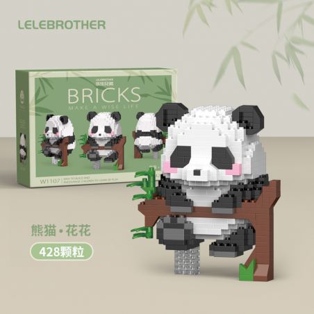 LELE BROTHER W1107 1107 non  GẤU TRÚC HUAHUA TRÈO CÂY bộ đồ chơi xếp lắp ráp ghép mô hình 428 khối