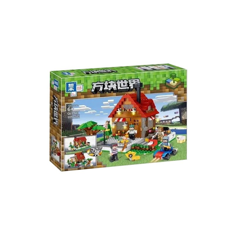 ZHEGAO QL0583 0583 non  HỘI TRƯỜNG THỂ THAO GIẢI TRÍ bộ đồ chơi xếp lắp ráp ghép mô hình Minecraft Game Xây Dựng 591 khối