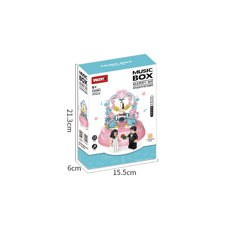 WOMA C0361 0361 non  MUSIC BOX MÌNH CƯỚI NHAU ĐI bộ đồ chơi xếp lắp ráp ghép mô hình Creator Sáng Tạo 171 khối
