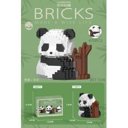 LELE BROTHER W1104 1104 non  GẤU TRÚC ÔM CÂY CÓ HOA bộ đồ chơi xếp lắp ráp ghép mô hình 470 khối