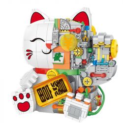 NATSU 200619 non  MÈO MAY MẮN NỬA MECHA bộ đồ chơi xếp lắp ráp ghép mô hình LUCKY CAT SEMI-MECH 1068 khối