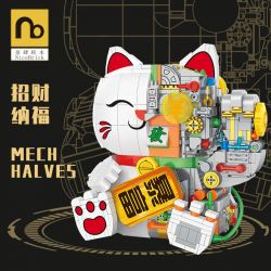 NATSU 200619 non  MÈO MAY MẮN NỬA MECHA bộ đồ chơi xếp lắp ráp ghép mô hình LUCKY CAT SEMI-MECH 1068 khối
