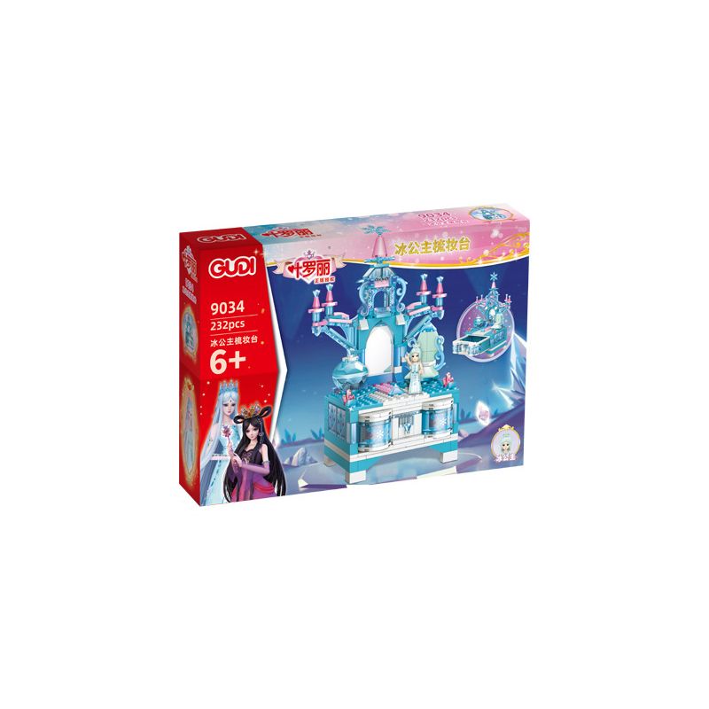 GUDI 9034 non  BÀN TRANG ĐIỂM ICE PRINCESS bộ đồ chơi xếp lắp ráp ghép mô hình 232 khối