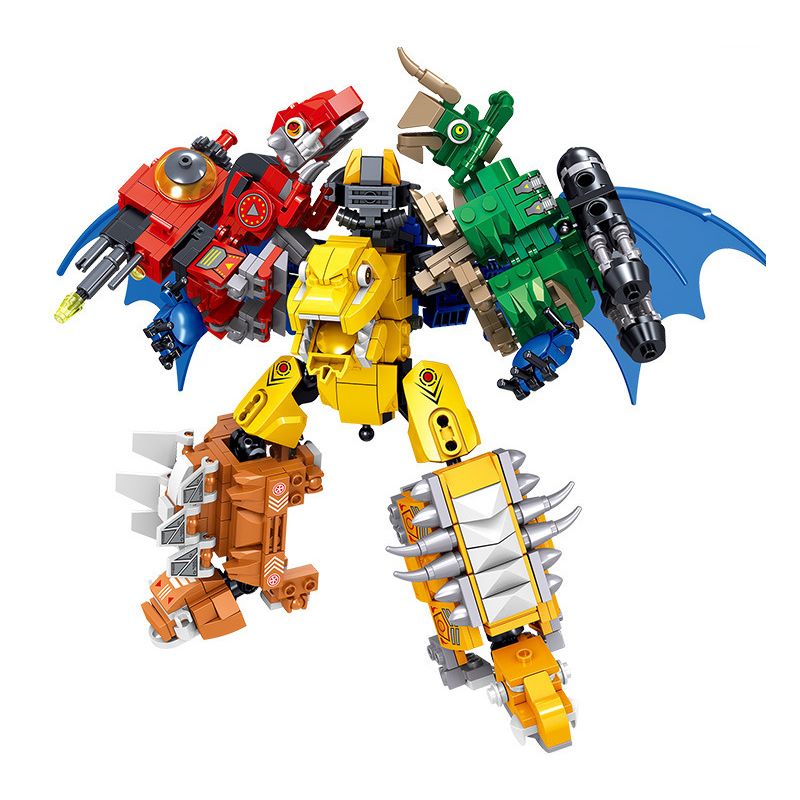 B BRAND QL0209 0209 non  KHỦNG LONG MECH 6 TRONG 1 bộ đồ chơi xếp lắp ráp ghép mô hình Dino DINOSAUR MECHA 670 khối