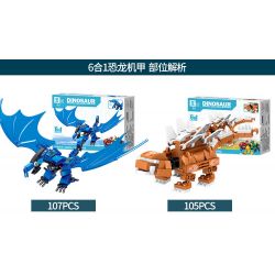 B BRAND QL0209 0209 non  KHỦNG LONG MECH 6 TRONG 1 bộ đồ chơi xếp lắp ráp ghép mô hình Dino DINOSAUR MECHA 670 khối