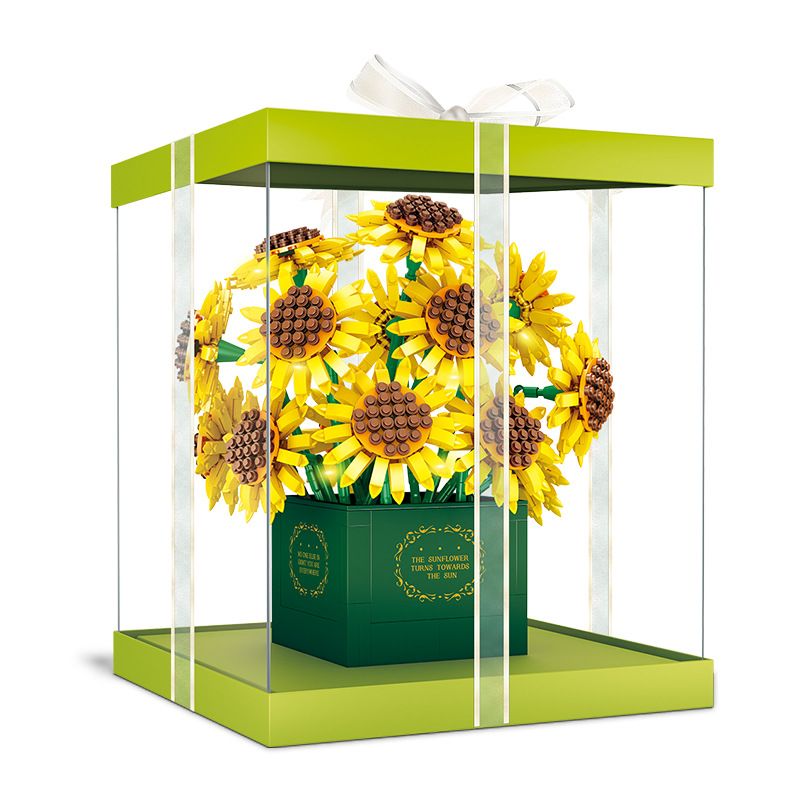 SEMBO 601223 non  HỘP QUÀ HOA HƯỚNG DƯƠNG bộ đồ chơi xếp lắp ráp ghép mô hình Flowers 1848 khối