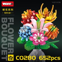 WOMA C0280 0280 non  6 LOẠI HOA bộ đồ chơi xếp lắp ráp ghép mô hình City FLOWER BOUQUET Thành Phố 652 khối