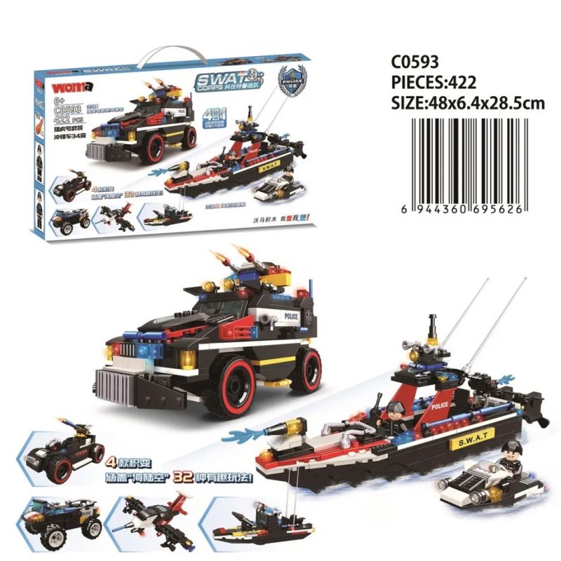 WOMA C0593 0593 non  XE TẤN CÔNG VŨ TRANG SĂN HỔ 34 THAY ĐỔI bộ đồ chơi xếp lắp ráp ghép mô hình SWAT CORPS 422 khối
