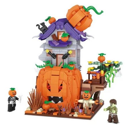 LOZ 1249 non  NHÀ BÍ NGÔ bộ đồ chơi xếp lắp ráp ghép mô hình Halloween Lễ Hội Hóa Trang Ma Quỷ 762 khối