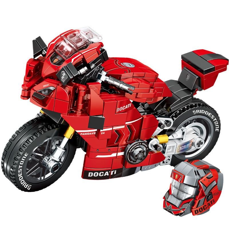 LEIBAO 8101 non  TỐC ĐỘ ĐI XE TÍCH LŨY DUCATI PANIGALE V4 1:14 tỷ lệ 1:14 bộ đồ chơi xếp lắp ráp ghép mô hình Motorcycle Motorbike MOTORCYCLE DUCATI V4 Xe Hai Bánh 439 khối