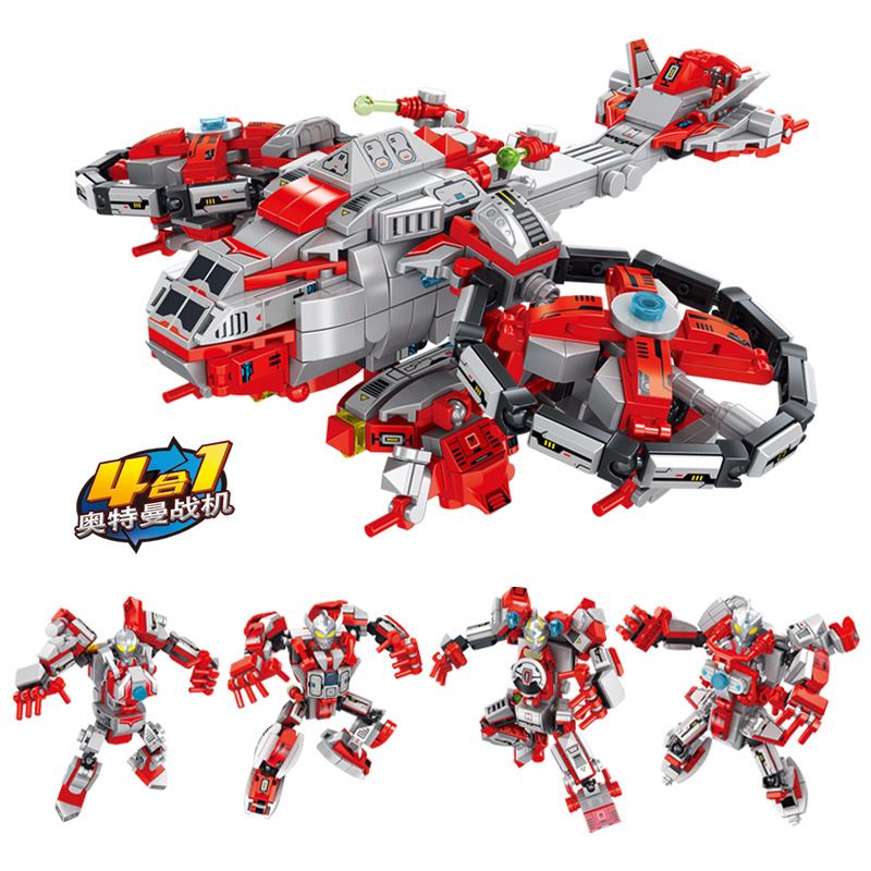 PanlosBrick 690025 Panlos Brick 690025 non  MÁY BAY CHIẾN ĐẤU ULTRAMAN 4 KẾT HỢP THẾ HỆ ĐẦU TIÊN CỦA MECH TAYLOR SEVEN ACE bộ đồ chơi xếp lắp ráp ghép mô hình Vệ Binh Vũ Trụ Siêu Nhân Điện Quang