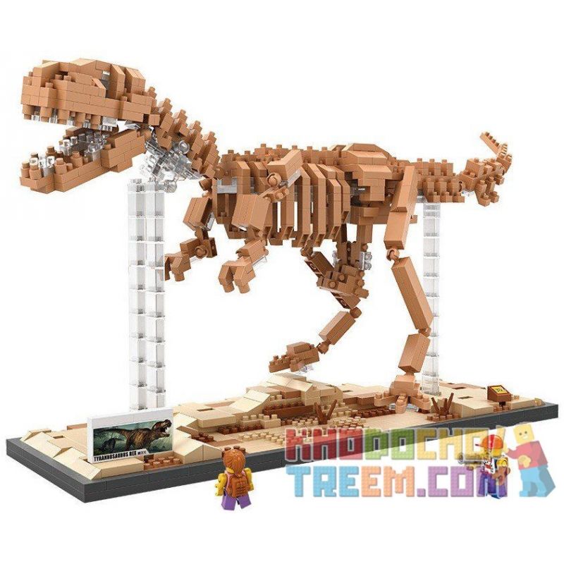 LOZ 9023 Xếp hình kiểu Nanoblock JURASSIC WORLD DINOSAURS Tyrannosaurus Rex Dinosaur Skeleton Bộ Xương Khủng Long Tyrannosaurus Rex 880 khối