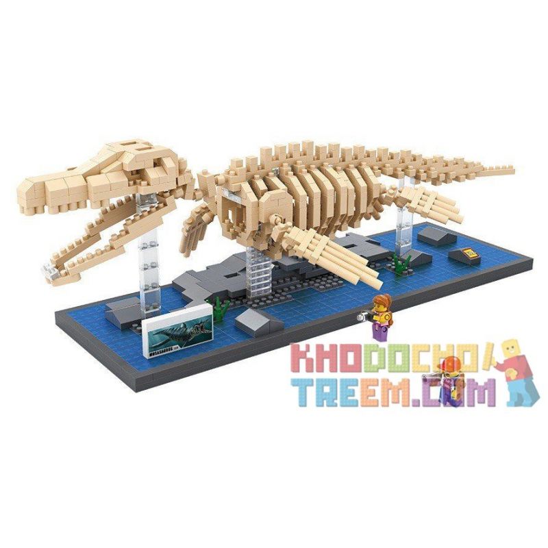 LOZ 9024 Xếp hình kiểu Nanoblock JURASSIC WORLD DINOSAURS Mosasaurus Dinosaur Skeletons Bộ Xương Khủng Long Mosasaurus 740 khối điều khiển từ xa