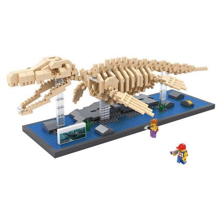 LOZ 9024 Xếp hình kiểu Nanoblock JURASSIC WORLD DINOSAURS Mosasaurus Dinosaur Skeletons Bộ Xương Khủng Long Mosasaurus 740 khối điều khiển từ xa