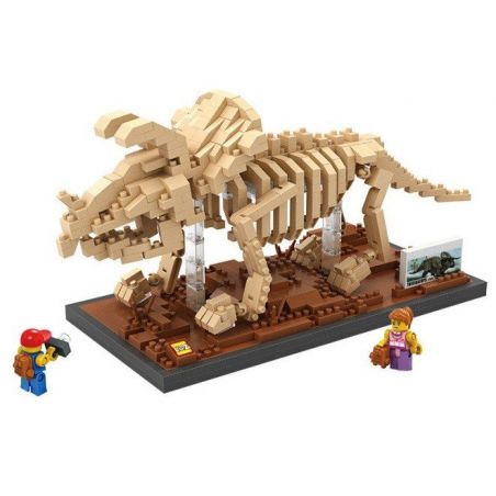 LOZ 9025 Xếp hình kiểu Nanoblock JURASSIC WORLD DINOSAURS Triceratops Fossil Dinosaur Skeletons Bộ Xương Khủng Long Hóa Thạch Triceratops 660 khối