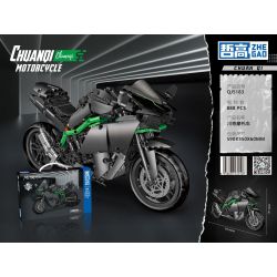 ZHEGAO QJ5183 5183 non  XE MÁY KAWASAKI bộ đồ chơi xếp lắp ráp ghép mô hình Motorcycle Motorbike Xe Hai Bánh 888 khối