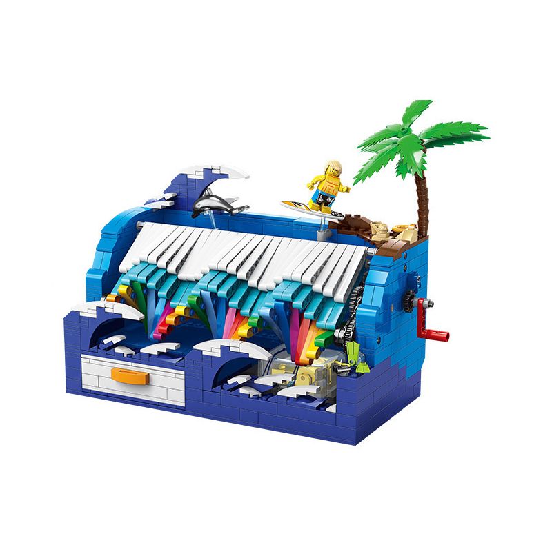 Kazi KY10009 10009 non  HỘP NHẠC MÙA HÈ CỦA NHỮNG CON SÓNG bộ đồ chơi xếp lắp ráp ghép mô hình Arts & Crafts MUSIC BOX 818 khối