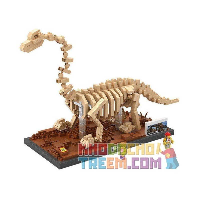 LOZ 9028 Xếp hình kiểu Nanoblock JURASSIC WORLD DINOSAURS Brachiosaurus Fossil Dinosaur Skeletons Bộ Xương Khủng Long Hóa Thạch Brachiosaurus 660 khối