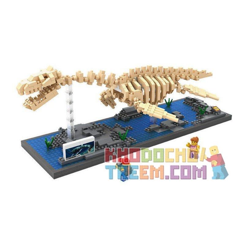 LOZ 9027 Xếp hình kiểu Nanoblock JURASSIC WORLD DINOSAURS Plesiosaurus Fossil Dinosaur Skeletons Bộ Xương Khủng Long Hóa Thạch Plesiosaurus 660 khối