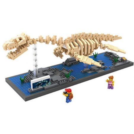 LOZ 9027 Xếp hình kiểu Nanoblock JURASSIC WORLD DINOSAURS Plesiosaurus Fossil Dinosaur Skeletons Bộ Xương Khủng Long Hóa Thạch Plesiosaurus 660 khối