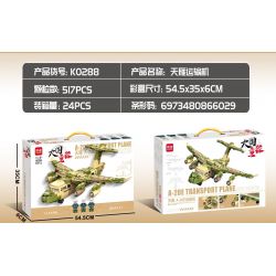 MINGDI K0288 0288 non  MÁY BAY VẬN TẢI TIANYAN A-20E bộ đồ chơi xếp lắp ráp ghép mô hình Military Army A-20E TRANSPORT PLANE Quân Sự Bộ Đội 517 khối