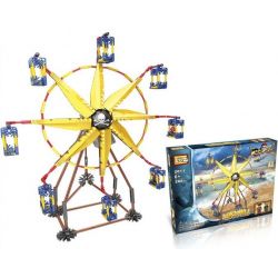 LOZ 2011 Xếp hình kiểu Nanoblock LOZ ELECTRIC AMUSEMENT PARK Electric Amusement Park Ferris Wheel đu Quay Hình Chong Chóng 8 Cánh Có động Cơ Pin 309 khối có động cơ pin