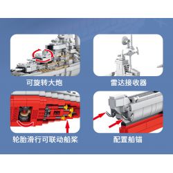 PanlosBrick 637010 Panlos Brick 637010 non  VẢI WAA BATTLESHIP. bộ đồ chơi xếp lắp ráp ghép mô hình Military Army IOWA CLASS BATTLESHIP Quân Sự Bộ Đội 1703 khối