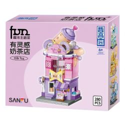 ZHEGAO GZ6118 6118 non  4 LOẠI NGÔI NHÀ THEO CHỦ ĐỀ VUI NHỘN CỦA SANFU QUÁN TRÀ SỮA LẤY CẢM HỨNG CỬA HÀNG HOA ĐẦY MÀU SẮC CÀ PHÊ MÈO DỄ THƯƠNG VÀ TIỆM BÁNH TÌNH YÊU bộ đồ chơi xếp lắp ráp ghép mô hình 1171 khối