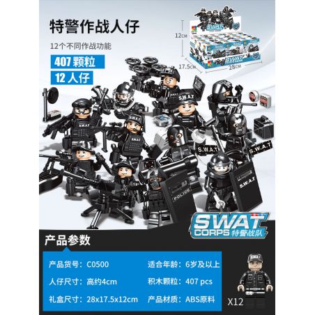 WOMA C0500 0500 non  CẢNH SÁT ĐẶC BIỆT CHIẾN ĐẤU MINIFIGURES bộ đồ chơi xếp lắp ráp ghép mô hình City SWAT CORPS Thành Phố 407 khối