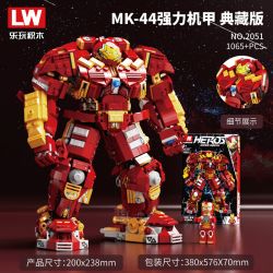 LW 2051 non  IRON MAN ANTI-HULK ARMOR MK-44 PHIÊN BẢN COLLECTOR'S MECH MẠNH MẼ 1:24 tỷ lệ 1:24 bộ đồ chơi xếp lắp ráp ghép mô hình Marvel Super Heroes HEROS SUPER MECHA MK-44 POWERFUL Siêu Anh Hùng Marvel 1056 khối