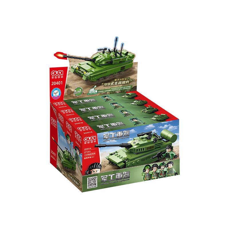 GUDI 20401 non  VŨ KHÍ QUÂN SỰ HẠNG NẶNG XE TĂNG CHIẾN ĐẤU CHỦ LỰC TYPE 99 4 TỔ HỢP bộ đồ chơi xếp lắp ráp ghép mô hình Military Army Quân Sự Bộ Đội 925 khối