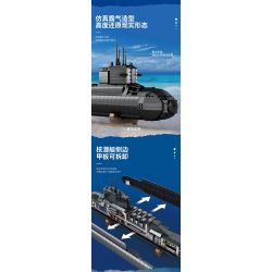 REOBRIX 800 non  TÀU NGẦM HẠT NHÂN CHIẾN LƯỢC TYPE 094 bộ đồ chơi xếp lắp ráp ghép mô hình Military Army NUCLEAR SUBMARINE Quân Sự Bộ Đội 1498 khối
