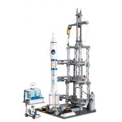 Kazi KY83001 83001 non  BỆ PHÓNG TÊN LỬA LONG MARCH 2F bộ đồ chơi xếp lắp ráp ghép mô hình Space Thám Hiểm Không Gian 822 khối