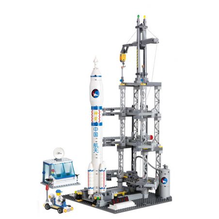 Kazi KY83001 83001 non  BỆ PHÓNG TÊN LỬA LONG MARCH 2F bộ đồ chơi xếp lắp ráp ghép mô hình Space Thám Hiểm Không Gian 822 khối