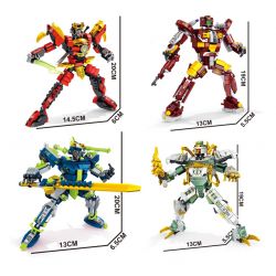 PanlosBrick 626004 Panlos Brick 626004 non  4 LOẠI MECHA ELITE SAMURAI KNIGHT STORM PANGU bộ đồ chơi xếp lắp ráp ghép mô hình Người Máy 1325 khối