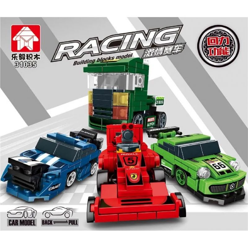 LEYI 31035A 31035B 31035C 31035D non  ĐAM MÊ RACING PULLBACK CAR 4 XE F1 SIÊU GTR BỘ SẠC ĐẦU KÉO ACTROS bộ đồ chơi xếp lắp ráp ghép mô hình Speed Champions Racing Cars Đua Xe Công Thức 387 khối