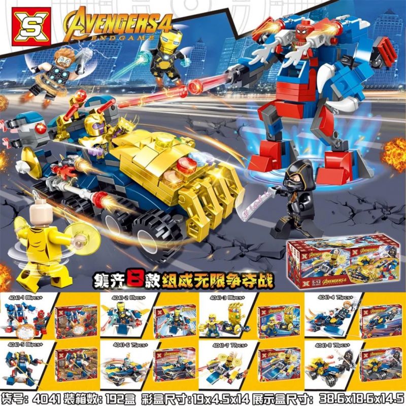SX 4041 non  8 TỔ HỢP INFINITE SCRAMBLE bộ đồ chơi xếp lắp ráp ghép mô hình The Avengers AVENGERS 4 644 khối