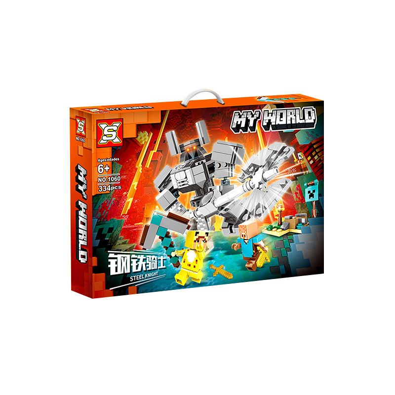 SX 1060 non  HIỆP SĨ THÉP bộ đồ chơi xếp lắp ráp ghép mô hình Minecraft MY WORLD STEEL KNIGHT Game Xây Dựng 334 khối