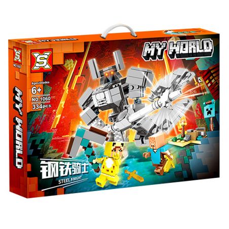 SX 1060 non  HIỆP SĨ THÉP bộ đồ chơi xếp lắp ráp ghép mô hình Minecraft MY WORLD STEEL KNIGHT Game Xây Dựng 334 khối
