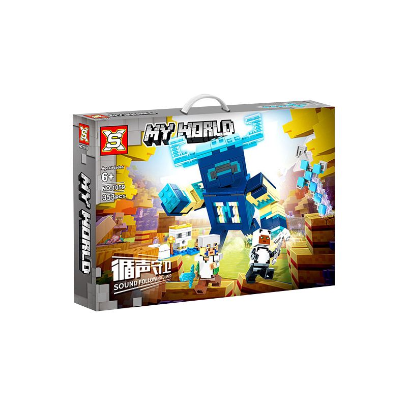 SX 1059 non  RECKE. bộ đồ chơi xếp lắp ráp ghép mô hình Minecraft MY WORLD SOUND FOLLOWING GUARD Game Xây Dựng 353 khối