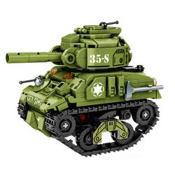 LEYI 66022 non  XE TĂNG PHIÊN BẢN Q SHERMAN bộ đồ chơi xếp lắp ráp ghép mô hình Military Army SHERMAN TANK Quân Sự Bộ Đội 458 khối