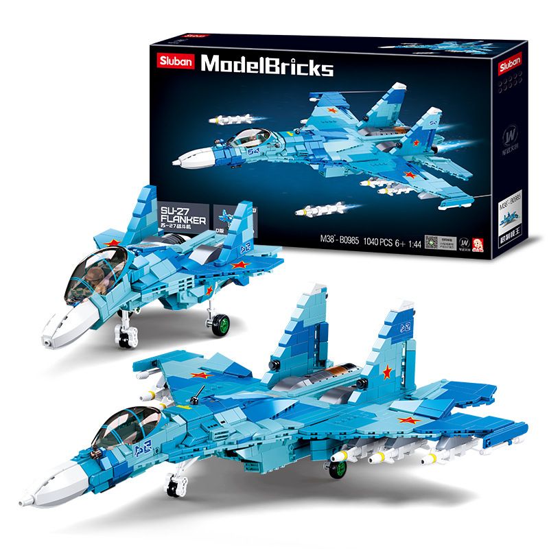 SLUBAN M38-B0985 B0985 0985 M38B0985 38-B0985 non  TIÊM KÍCH HẠNG NẶNG SU-27 tỷ lệ 1:44 bộ đồ chơi xếp lắp ráp ghép mô hình Military Army SU-27 FLANKER Quân Sự Bộ Đội 1040 khối
