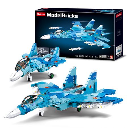 SLUBAN M38-B0985 B0985 0985 M38B0985 38-B0985 non  TIÊM KÍCH HẠNG NẶNG SU-27 tỷ lệ 1:44 bộ đồ chơi xếp lắp ráp ghép mô hình Military Army SU-27 FLANKER Quân Sự Bộ Đội 1040 khối