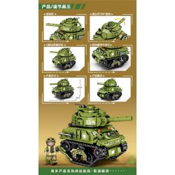 LEYI 66022 non  XE TĂNG PHIÊN BẢN Q SHERMAN bộ đồ chơi xếp lắp ráp ghép mô hình Military Army SHERMAN TANK Quân Sự Bộ Đội 458 khối