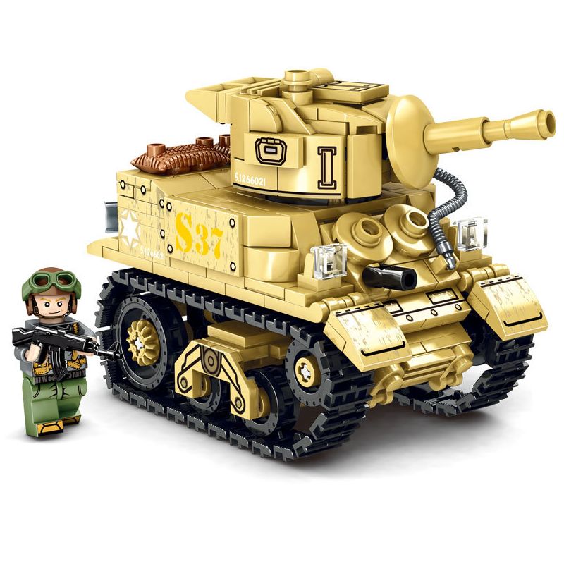 LEYI 66021 non  XE TĂNG PHIÊN BẢN Q M5 STUART bộ đồ chơi xếp lắp ráp ghép mô hình Military Army M5 STEWART Quân Sự Bộ Đội 438 khối