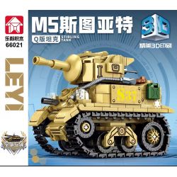 LEYI 66021 non  XE TĂNG PHIÊN BẢN Q M5 STUART bộ đồ chơi xếp lắp ráp ghép mô hình Military Army M5 STEWART Quân Sự Bộ Đội 438 khối