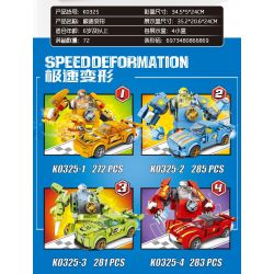 MINGDI LEIBAO K0325 0325 non  CỰC KỲ BIẾN DẠNG 4 PHONG CÁCH bộ đồ chơi xếp lắp ráp ghép mô hình Racers Đua Tốc Độ 1121 khối